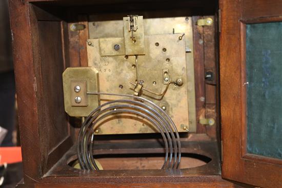 A walnut and brass mounted mantel clock and a thermometer clock 61cm